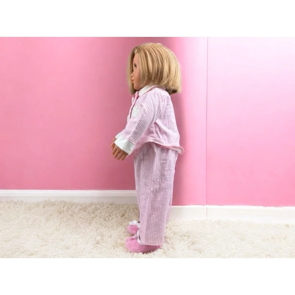Pink Pajama Set With Snow Flake Buttons And Pink Slippers‎ For 18